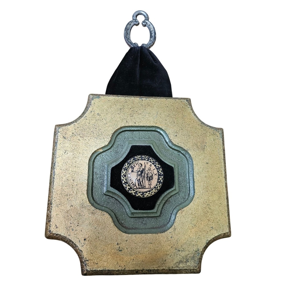 Jaru‎ Wall Plaque Roman Minerva Medallion Gold Green Vintage Art Decor 12in